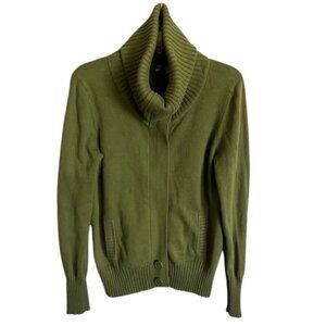 Caslon Olive Green Women's Cowl Neck Zip Up Sweater Size L